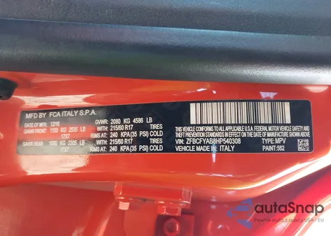 2017 Fiat 500X Pop from USA, damaged, VIN ZFBCFYAB8HP540308